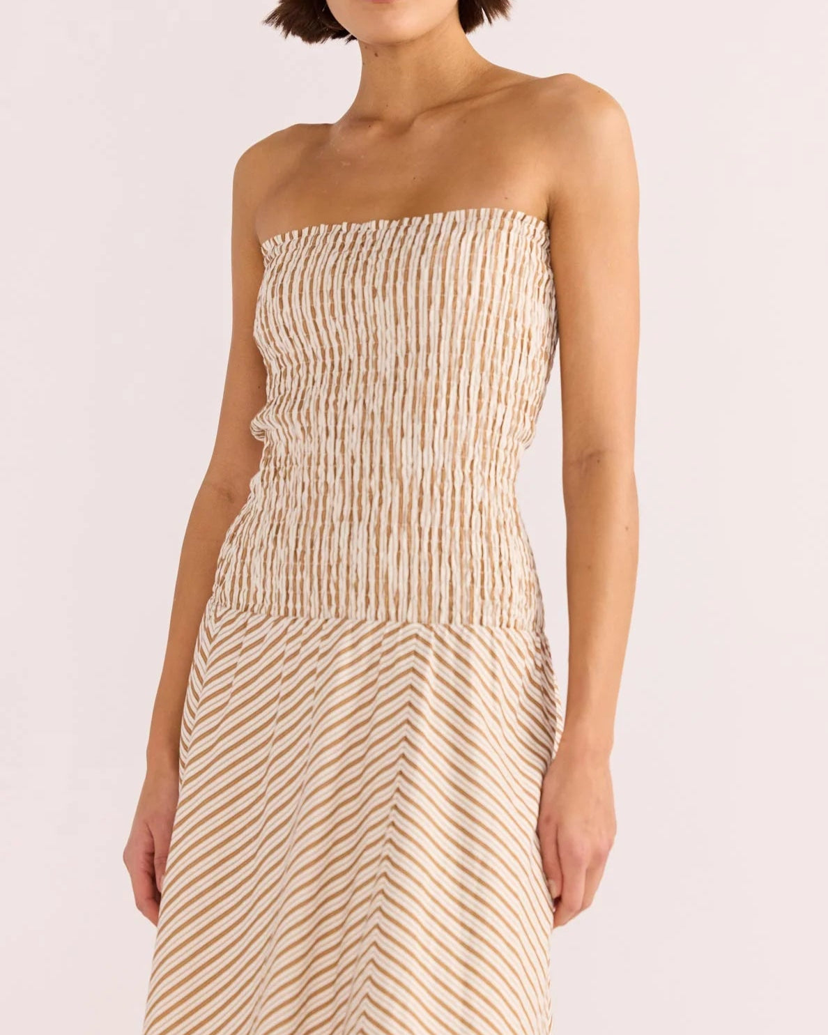 Mink Pink Artemis Shirred Bandeau Midi Dress