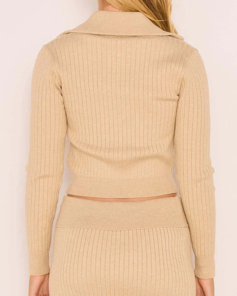 Mink Pink Aspen Zip Front Knit Sweater