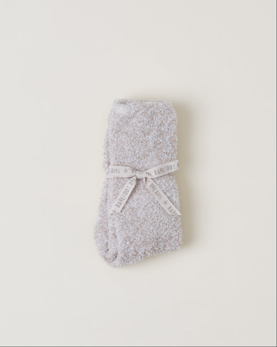 Barefoot Dreams CozyChic Heathered Socks | Stone/White