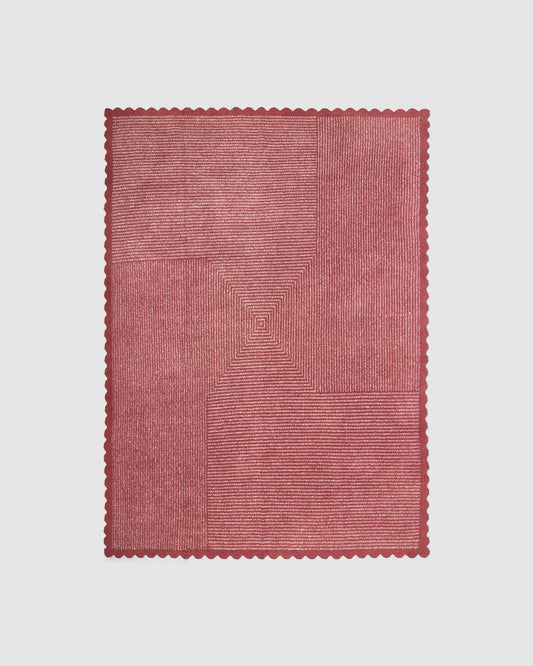 Barefoot Dreams Scallop Stripe Throw | Canyon Rose/Cream