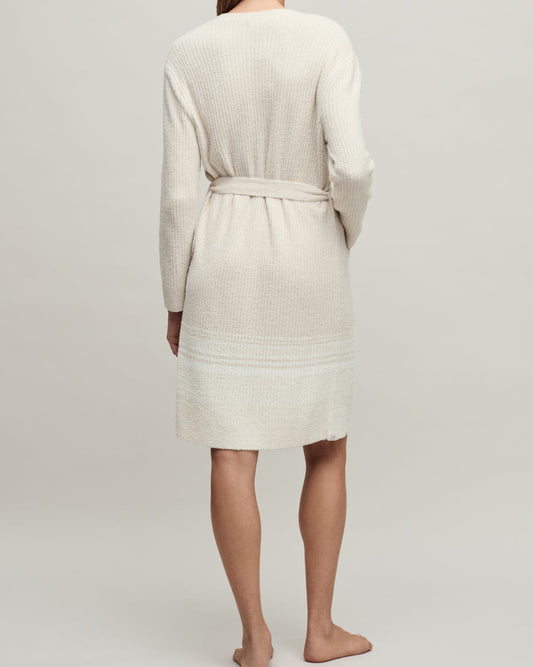 Barefoot Dreams Stripe Ribbed Robe | Sand Dune/Pearl