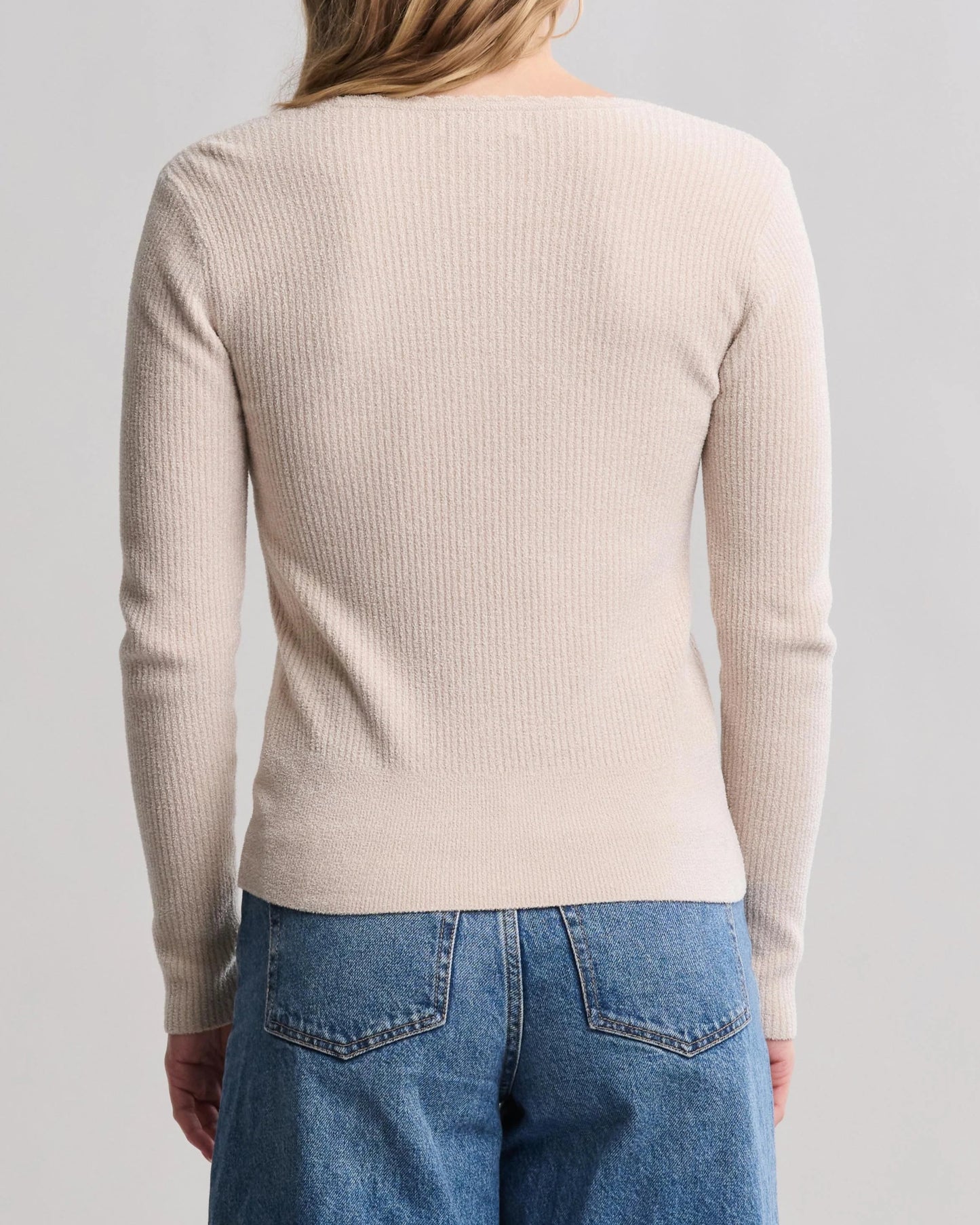 Barefoot Dreams CozyChic Ribbed Scallop Scoop Neck | Stone