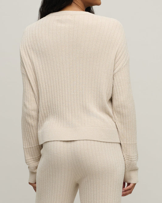 Barefoot Dreams Textured Rib Cardigan | Stone