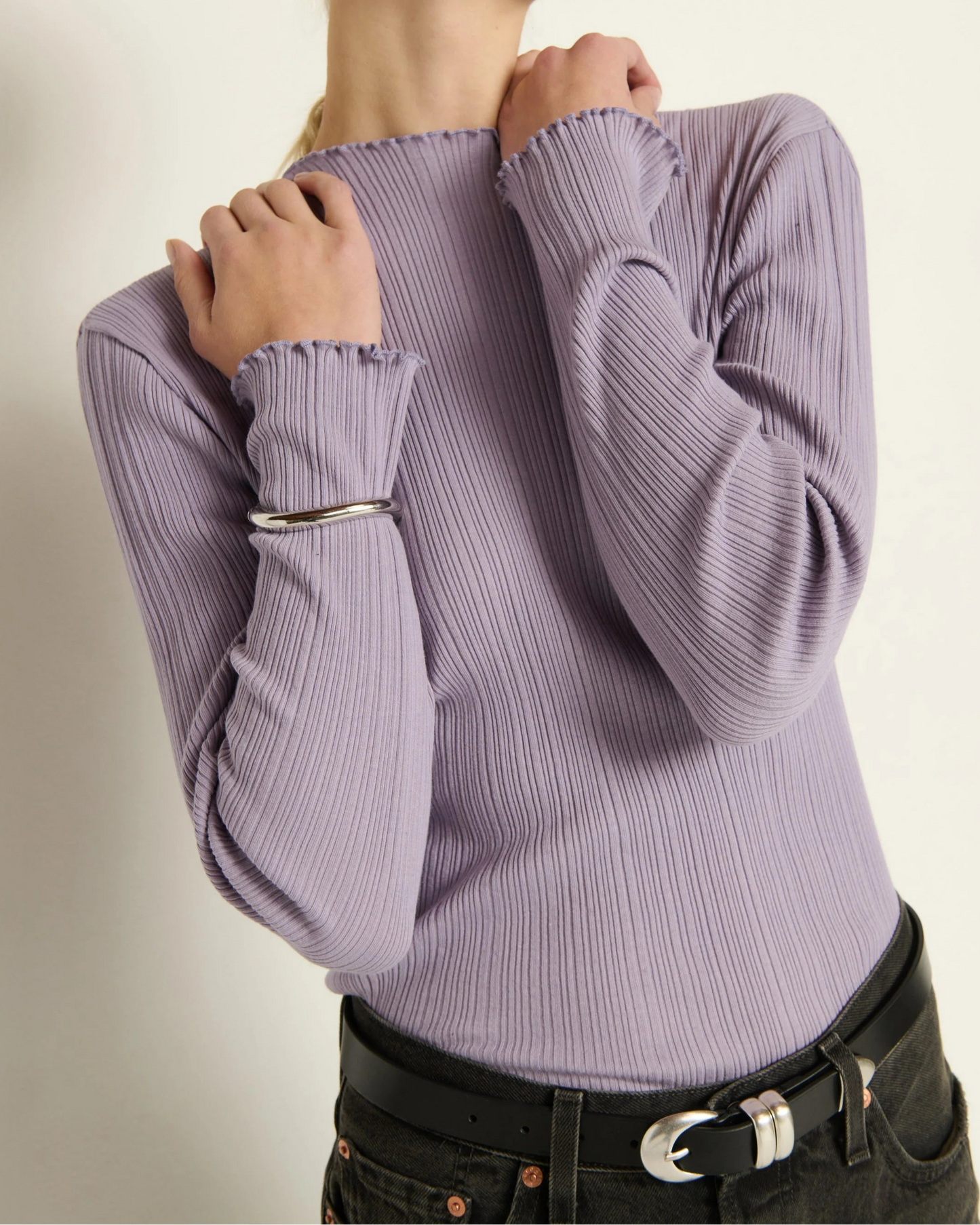 Nation Brenna Mock Neck Top | Lavender Grey