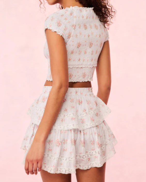 Love Shack Fancy Cambron Cotton Floral Top