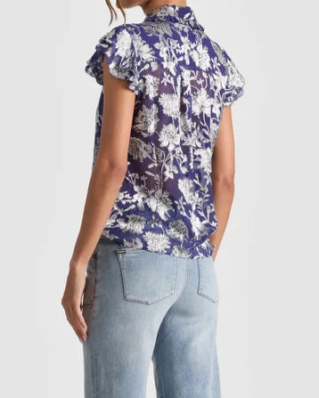 Alice + Olivia Martel Blouse | Blooming Wild Indigo