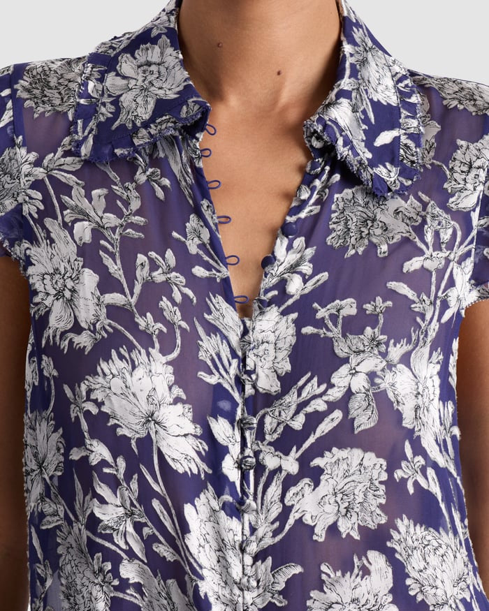 Alice + Olivia Martel Blouse | Blooming Wild Indigo