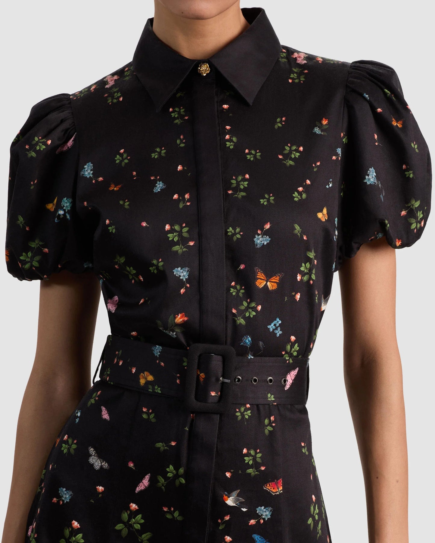 Alice + Olivia Henrietta Belted Midi Dress | Solar Strength Black