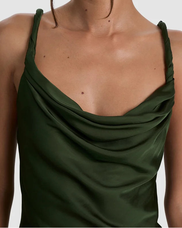 Alice + Olivia Monique Twist Strap Tank | Dark Fern
