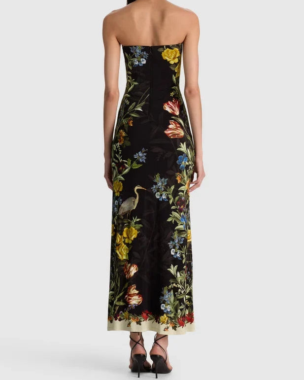 Alice + Olivia Delora Strapless Midi Dress