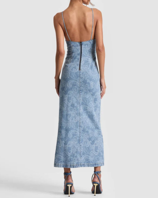 Alice + Olivia Julietta Denim Midi Dress