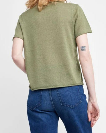 Self Contrast Celine Sweater Tee | Olive