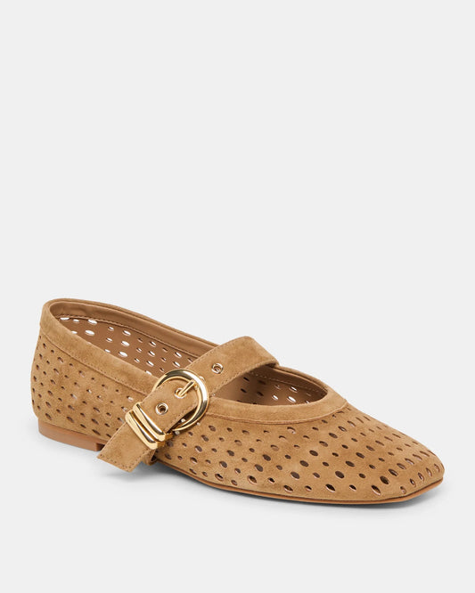 Dolce Vita Mikel Ballet Flats | Light Brown Perforated Suede