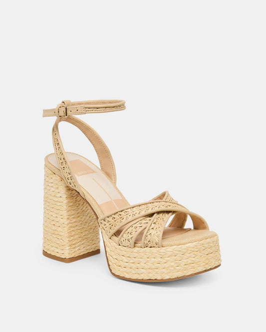 Dolce Vita Danila Heels | Light Natural Cross Hatch Raffia