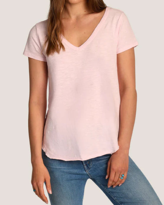 Dylan Deep V-Shirt Tail Tee | Blush
