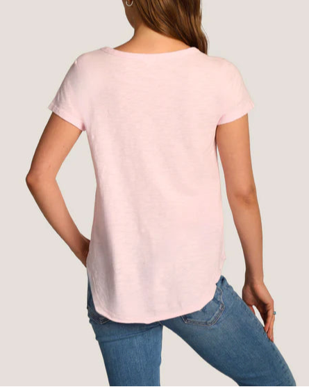 Dylan Deep V-Shirt Tail Tee | Blush