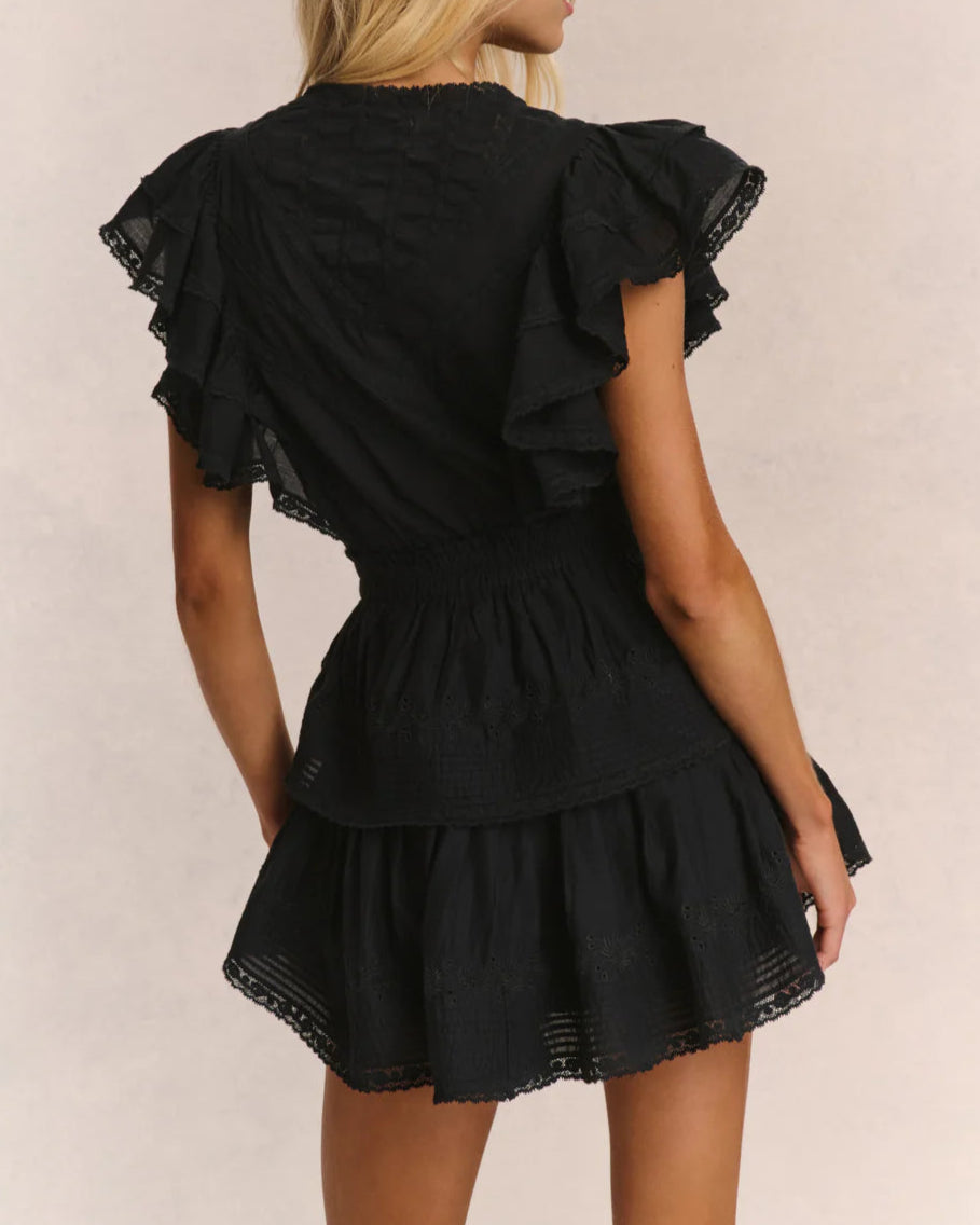 Love Shack Fancy Gwen Heritage Mini Dress | Black