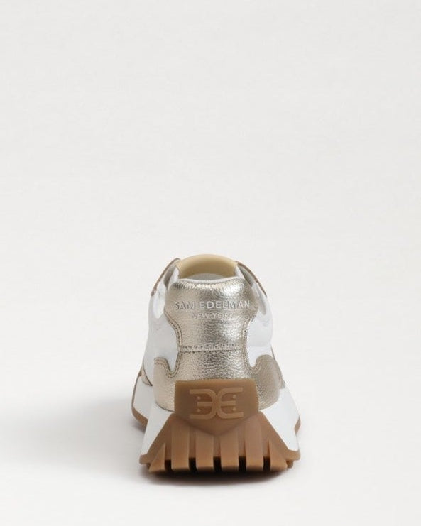 Sam Edelman Langley Lace Up Sneaker | White/Gold