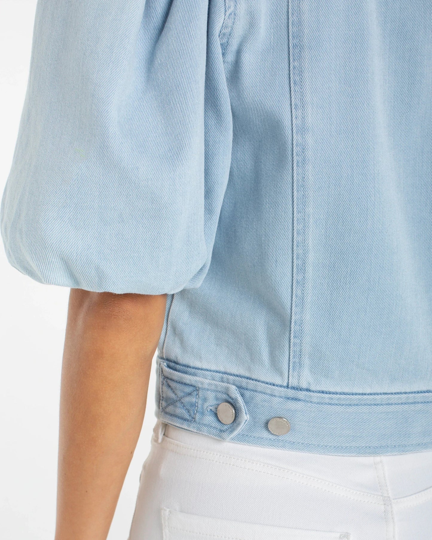 Liverpool Puff Sleeve Cropped Trucker Jacket | Marine Sea