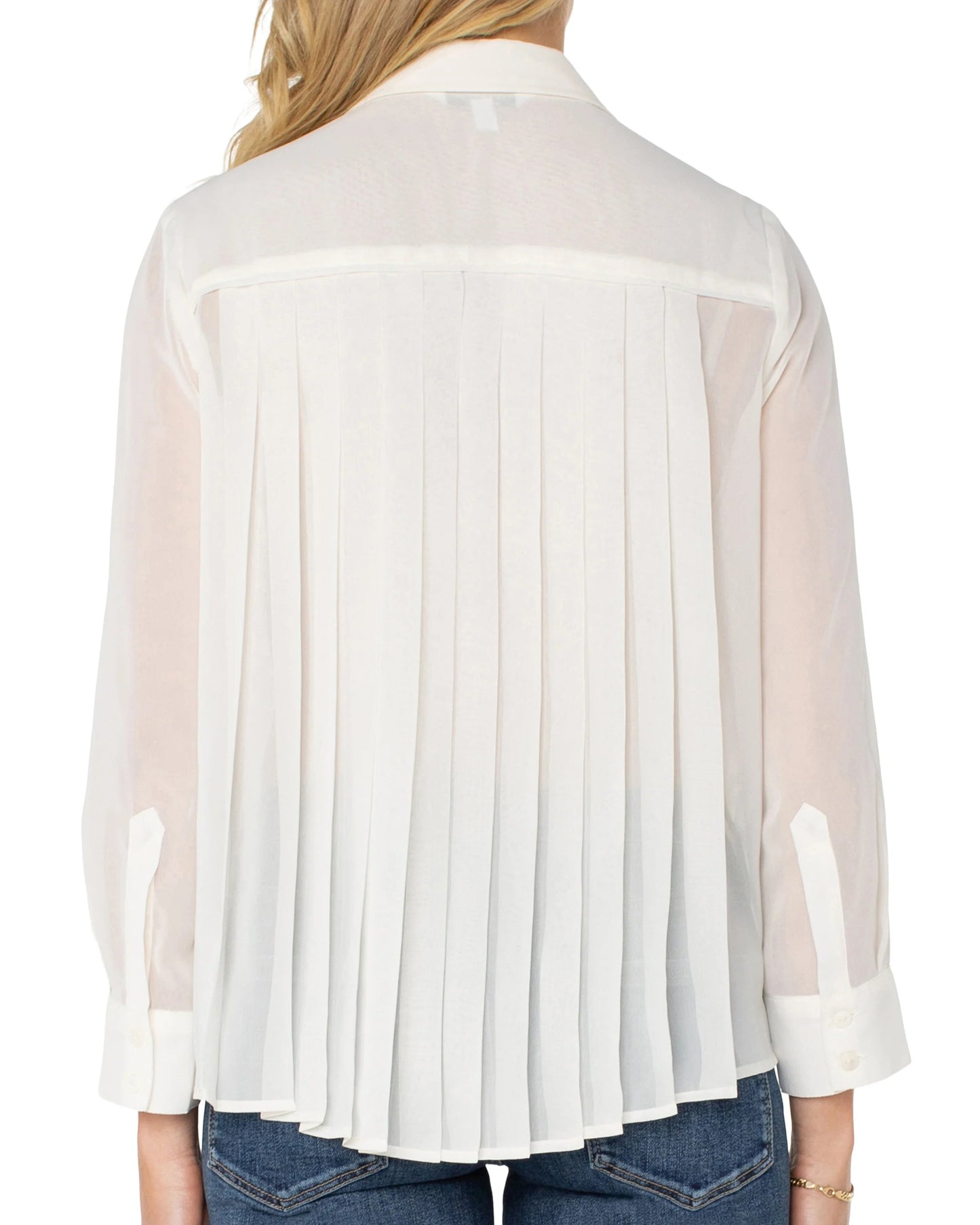 Liverpool Long Sleeve Shirt with Pleat Back | Ivory