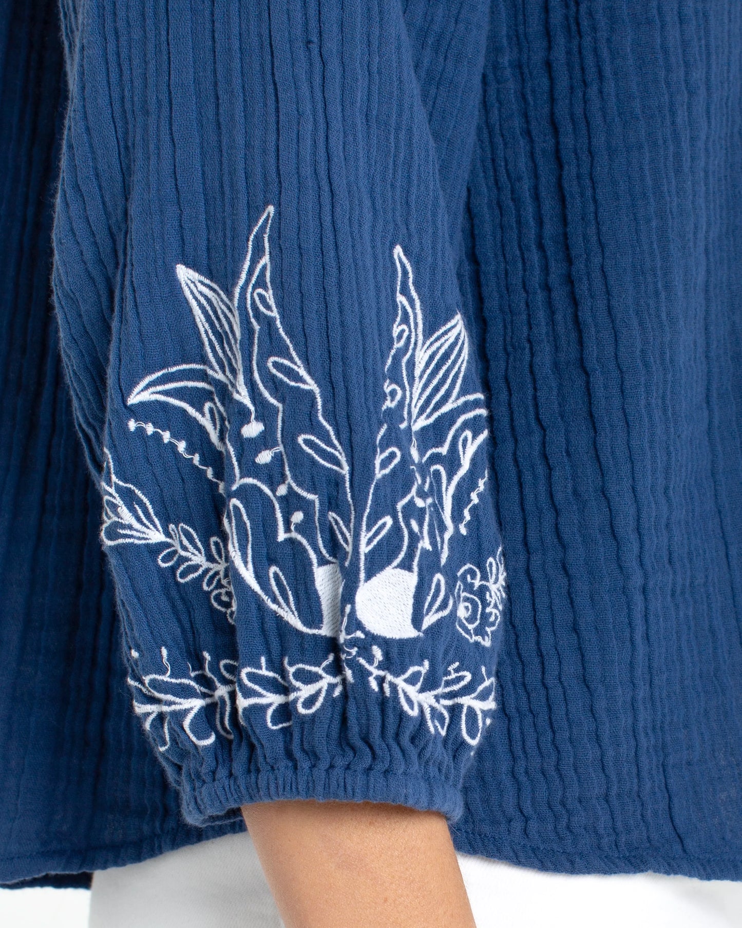 Liverpool 3/4 Sleeve Woven Top | Liberty Blue