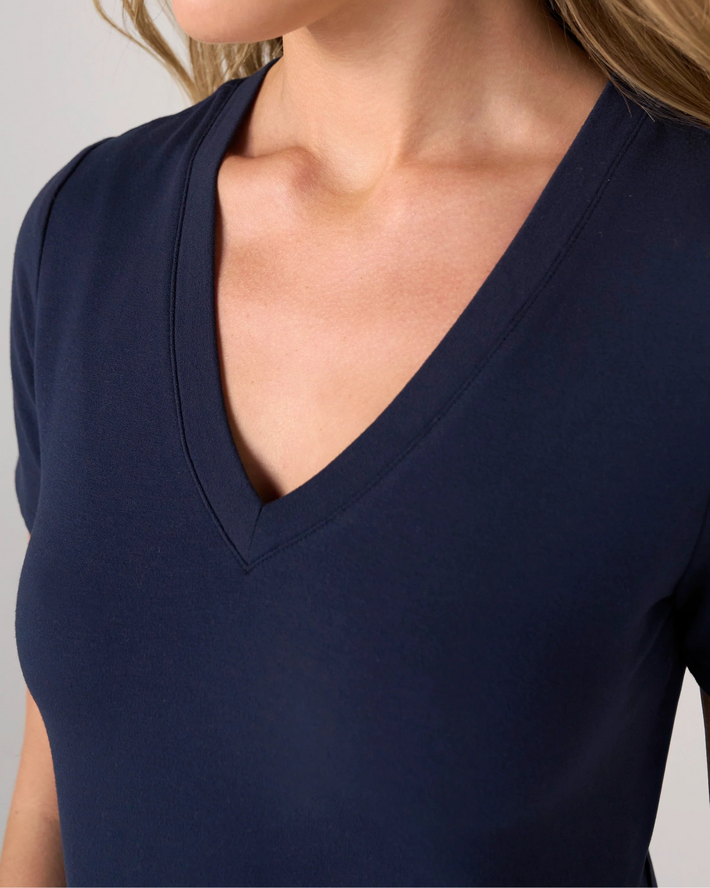Liverpool Short Sleeve V-Neck Knit Tee