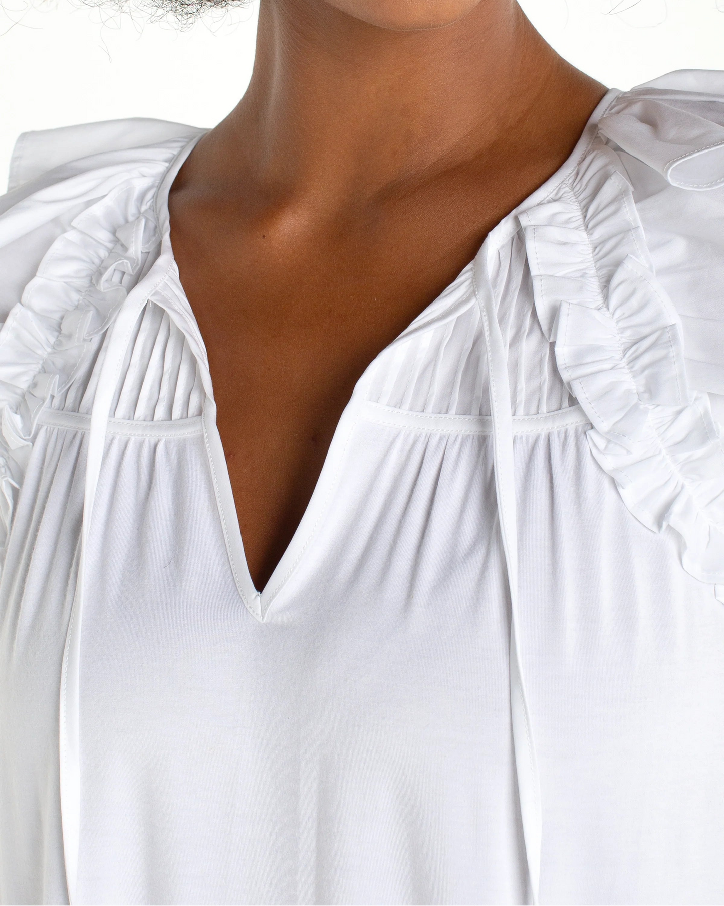 Liverpool Flutter Sleeve Tie Top | White