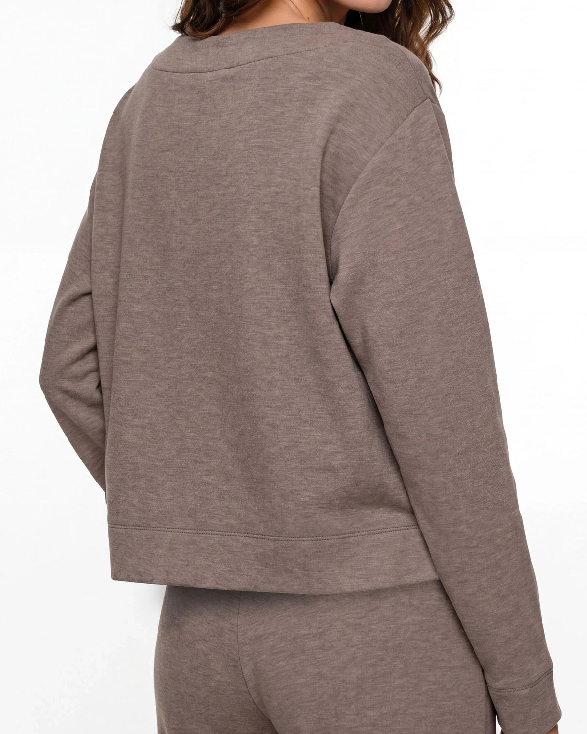 Liverpool Long Sleeve Boat Neck Top | Heathered Taupe