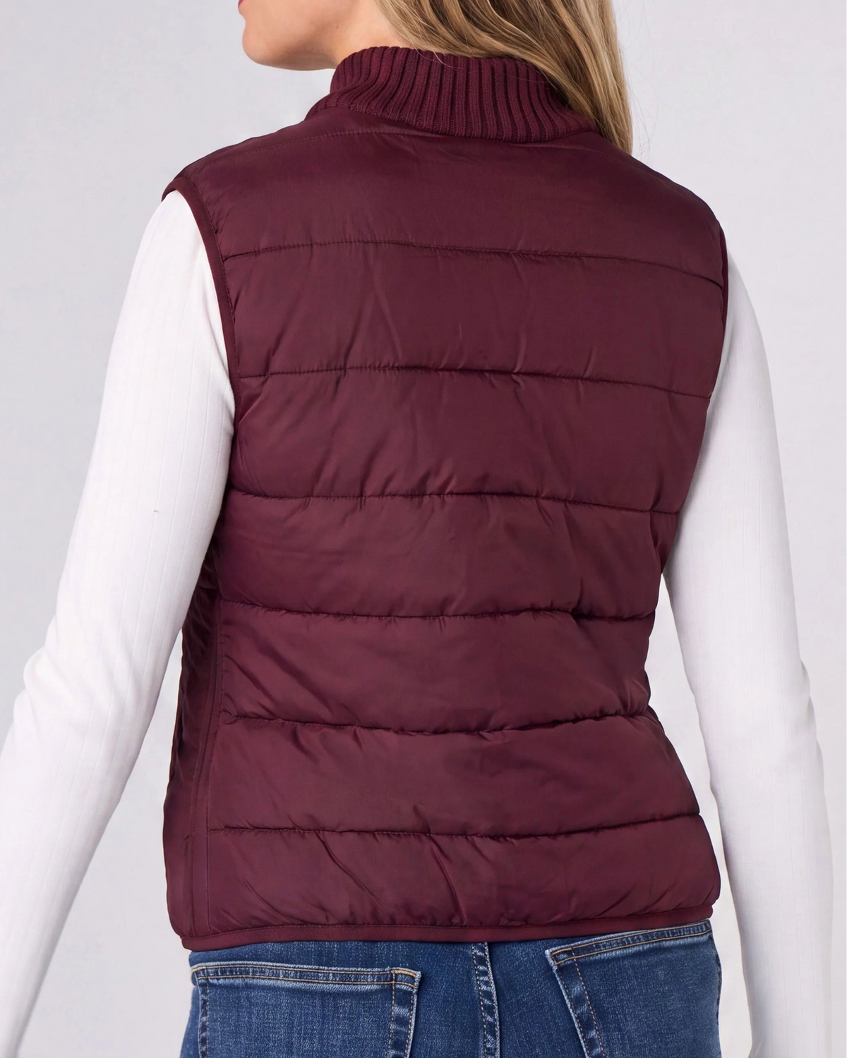 Liverpool Sleeveless Reversible Quilted Sweater Vest | Dark Oxblood