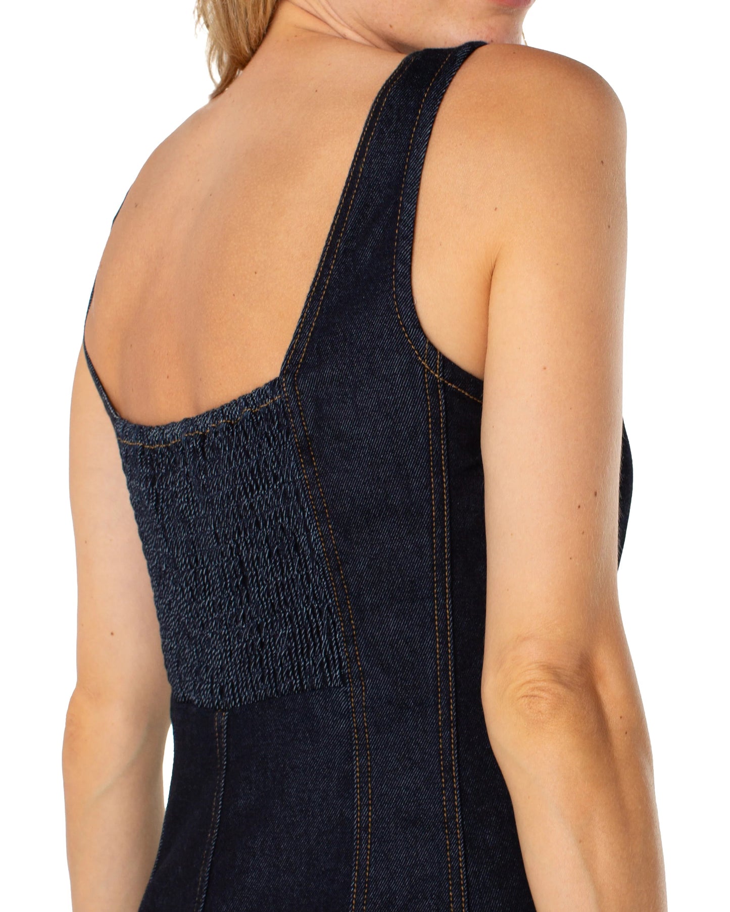 Liverpool Midi Dress with Smocked Back | Indigo Rinse