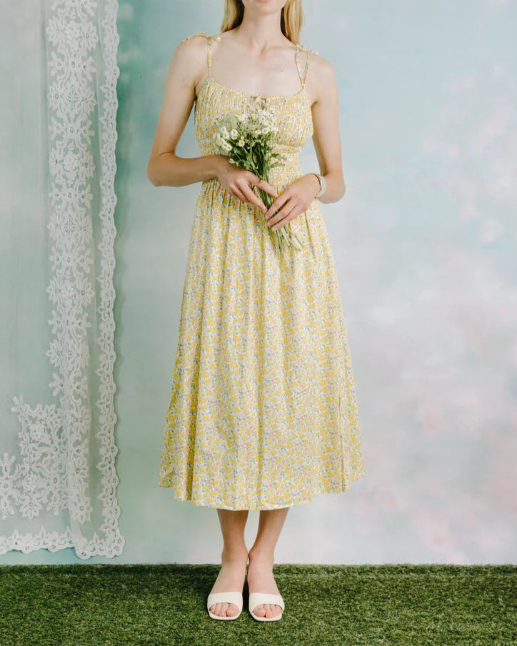 Love the Label Liberty Fabric Margaux Dress | Mrs Stoneley Yellow