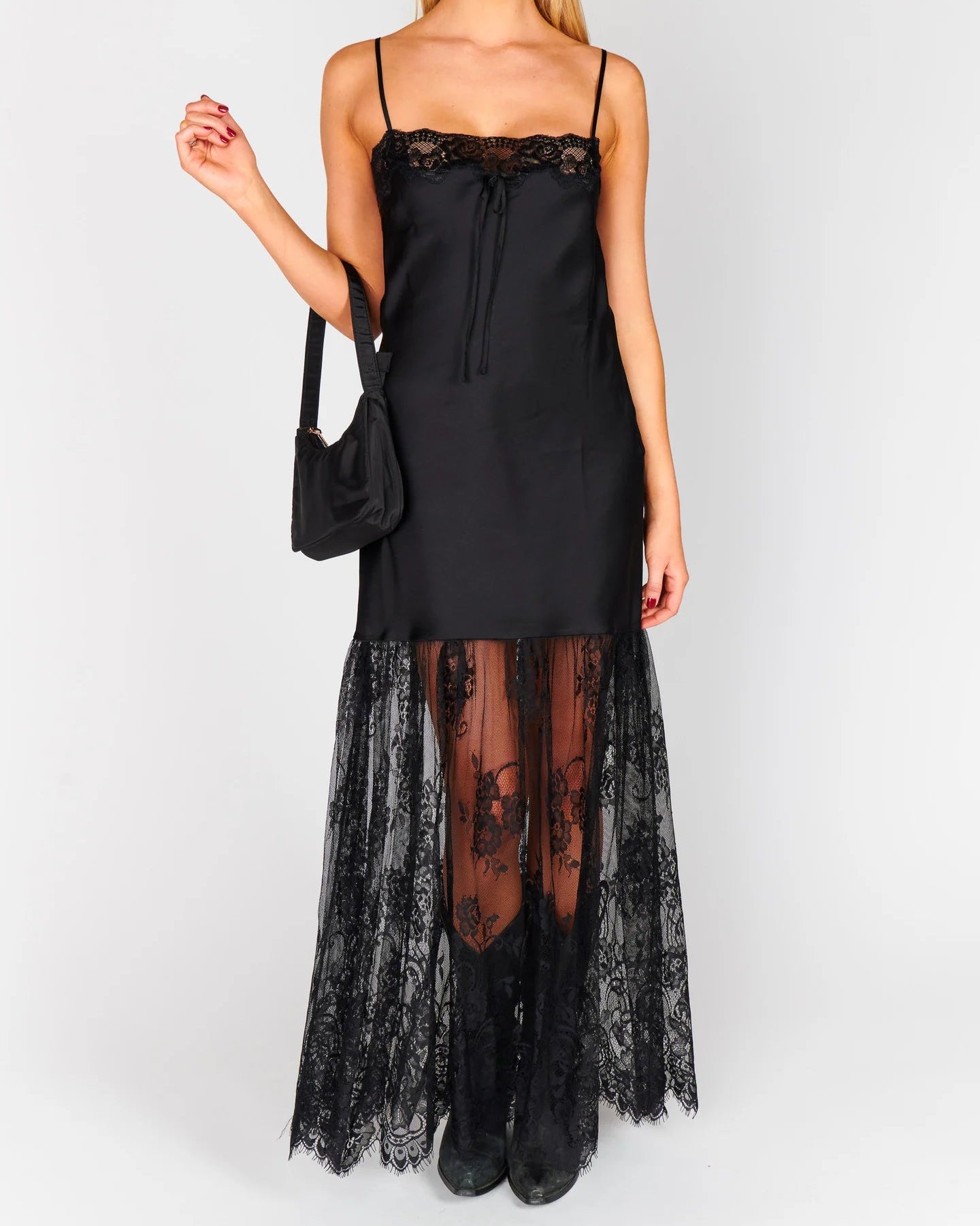 Show Me Your Mumu Celine Dress | Black Luxe Satin