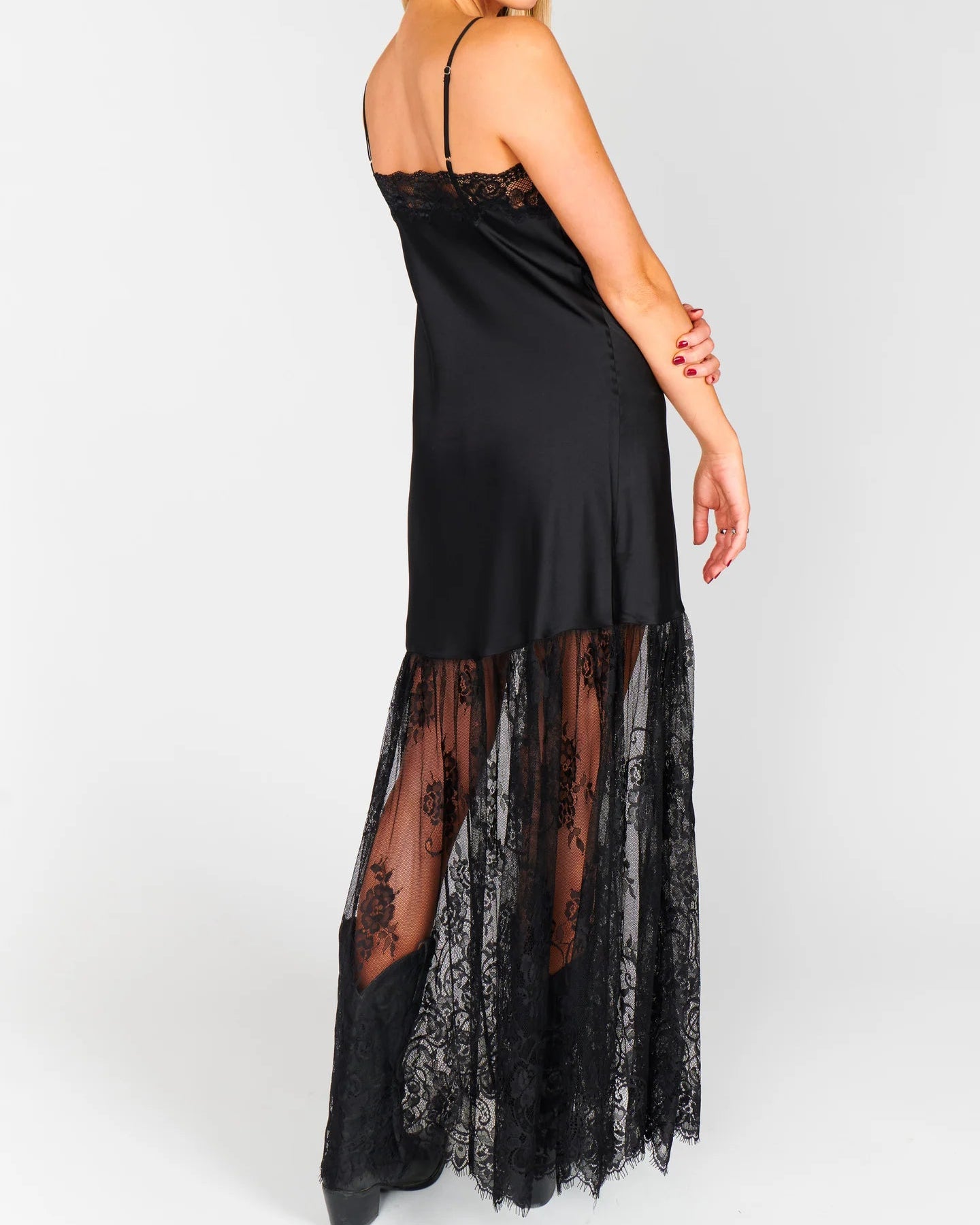 Show Me Your Mumu Celine Dress | Black Luxe Satin