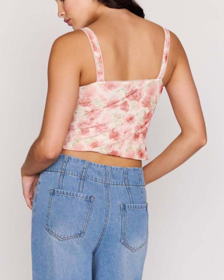 Mink Pink Camille Pink Floral Buster Mesh Crop Top