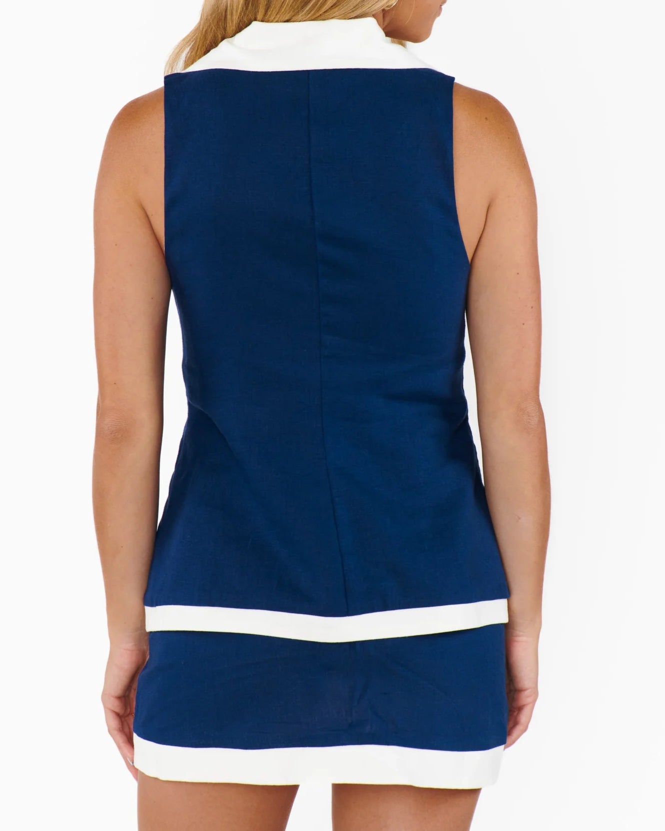 Mumu All Night Skort | Navy and White Linen