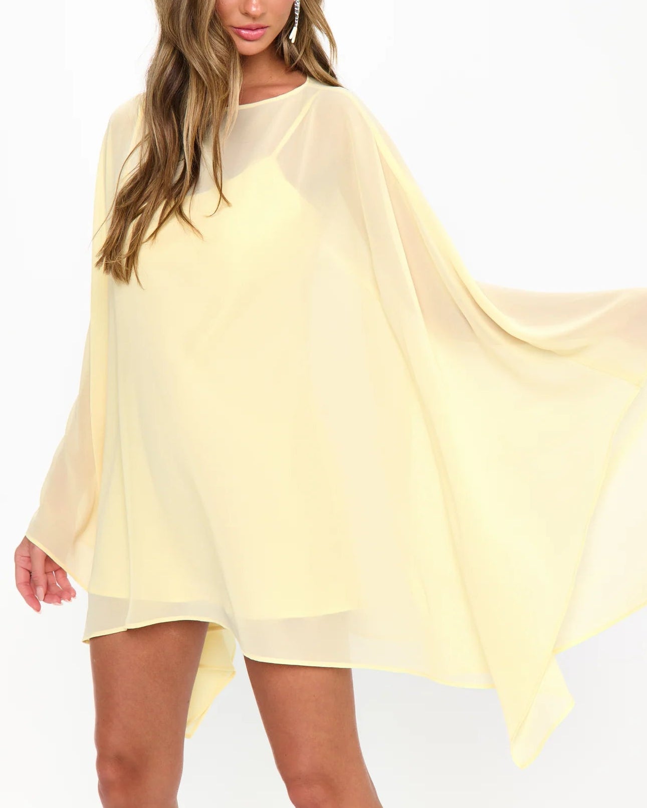 Show Me Your Mumu Olsen Mini Dress | Pale Yellow Chiffon