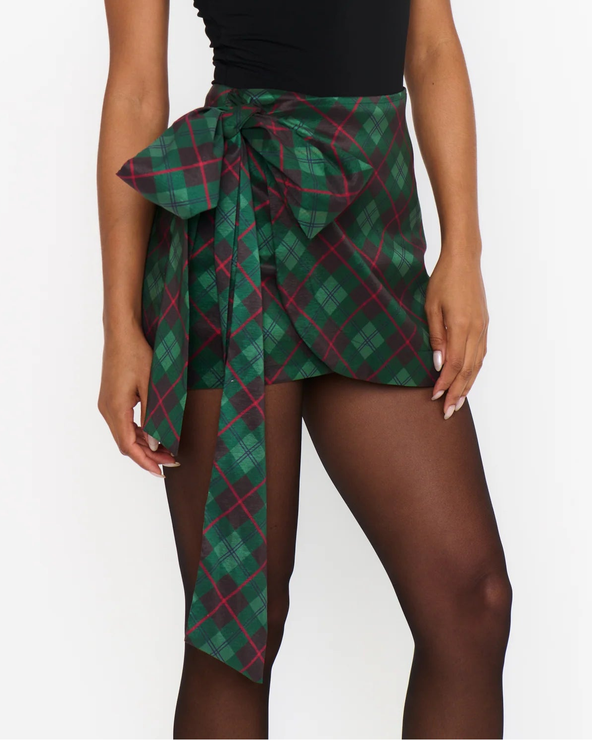 Show Me Your Mumu Iva Bow Skirt | Mistletoe Plaid