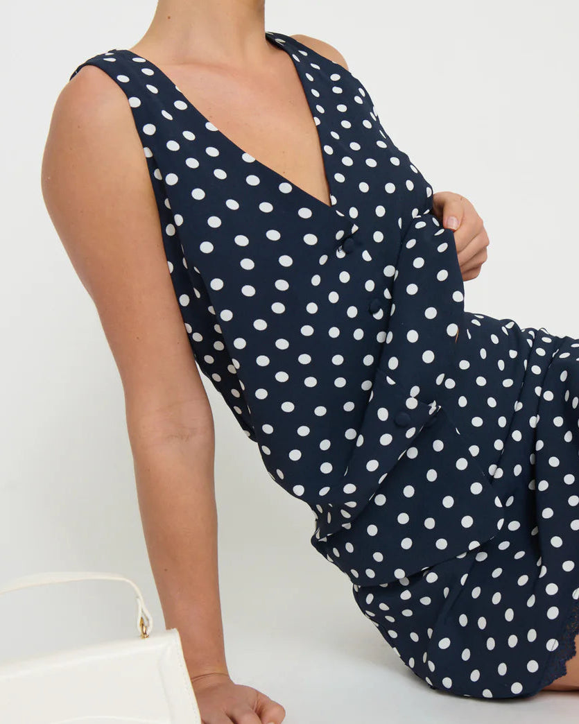 Show Me Your Mumu Bridgette Vest | Navy Polka Dot
