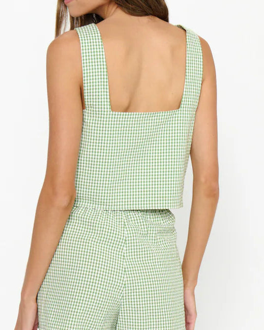 Show Me Your Mumu Maren Top | Field Green Gingham