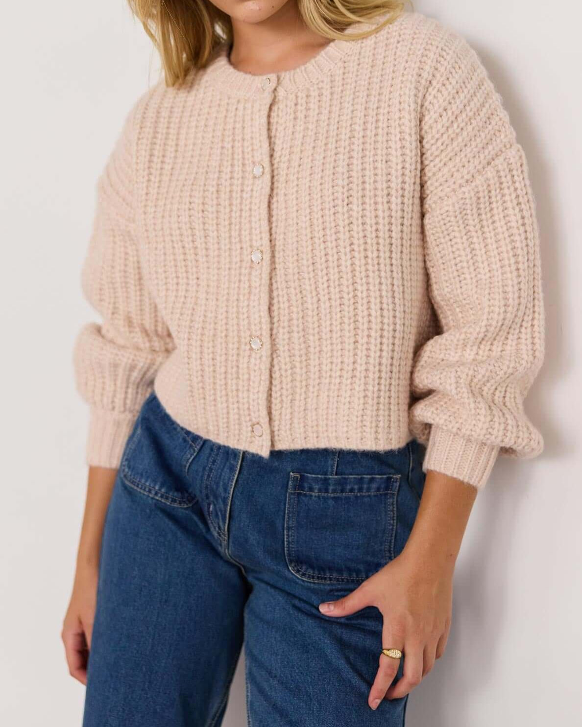 Mink Pink Marlo Chunky Cardigan | Blush Pink