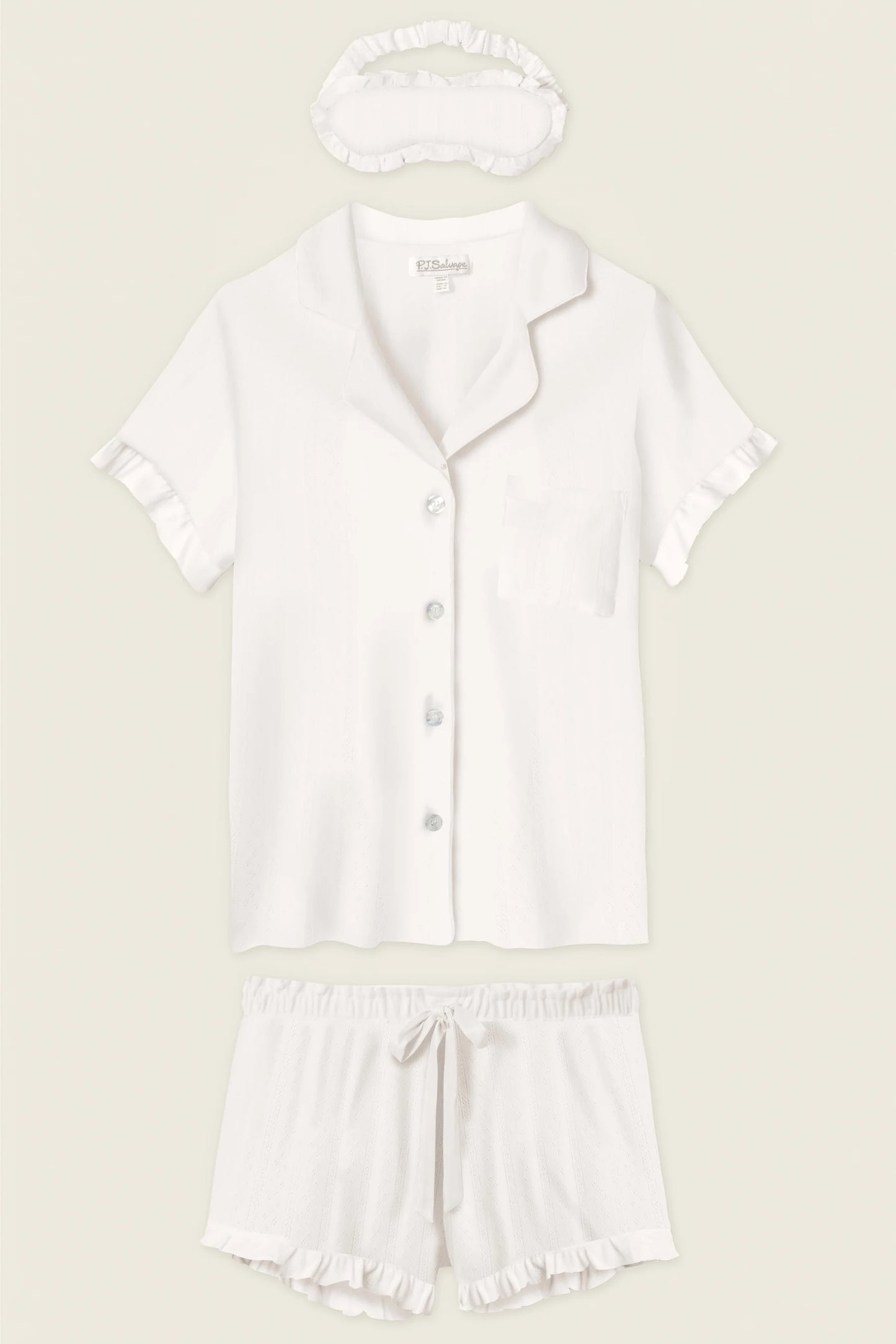 PJ Salvage Pointelle Essentials Ivory 3-Piece Shots Set