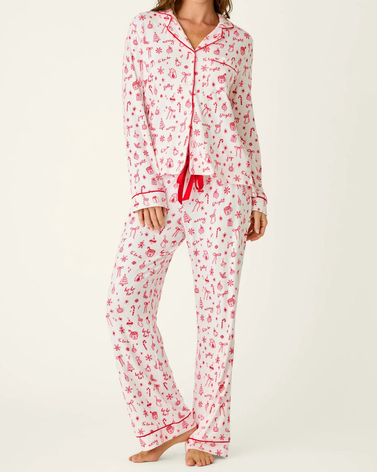PJ Salvage Femme de Noel Holiday Print PJ Set | Ivory