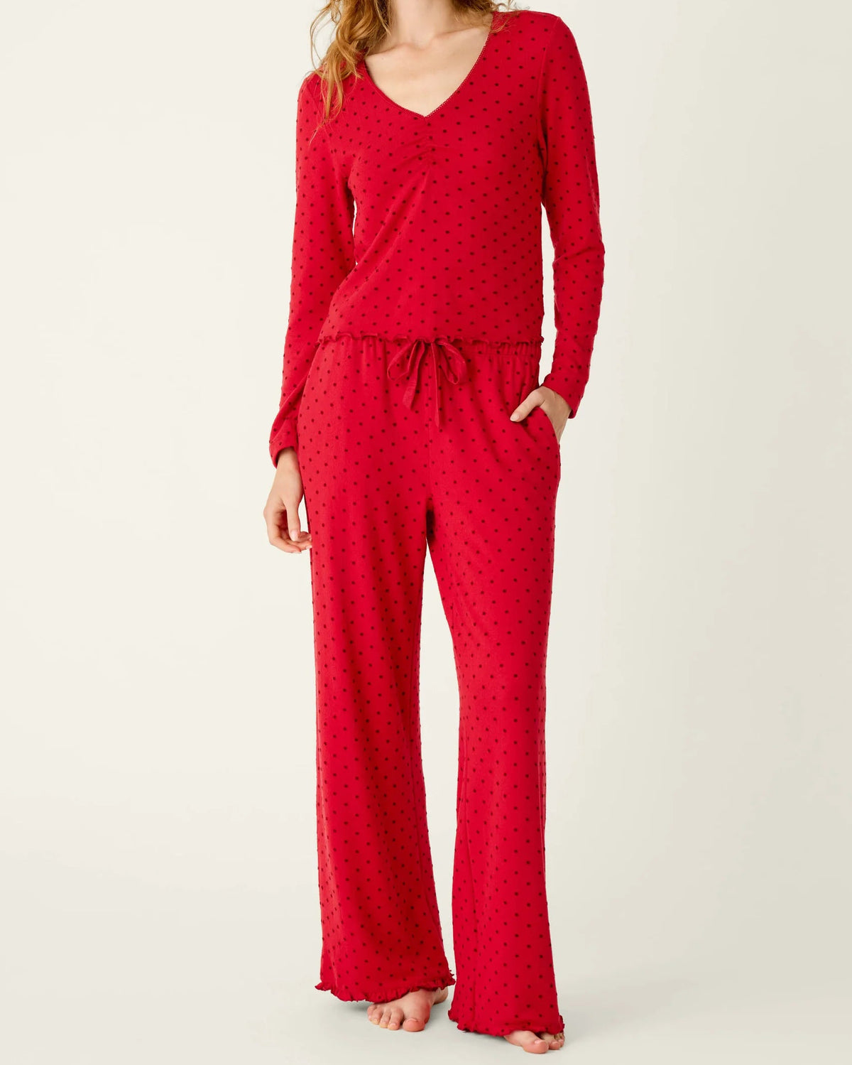 PJ Salvage Femme De Noel Tonal Dot Long Sleeve PJ Set | Lipstick