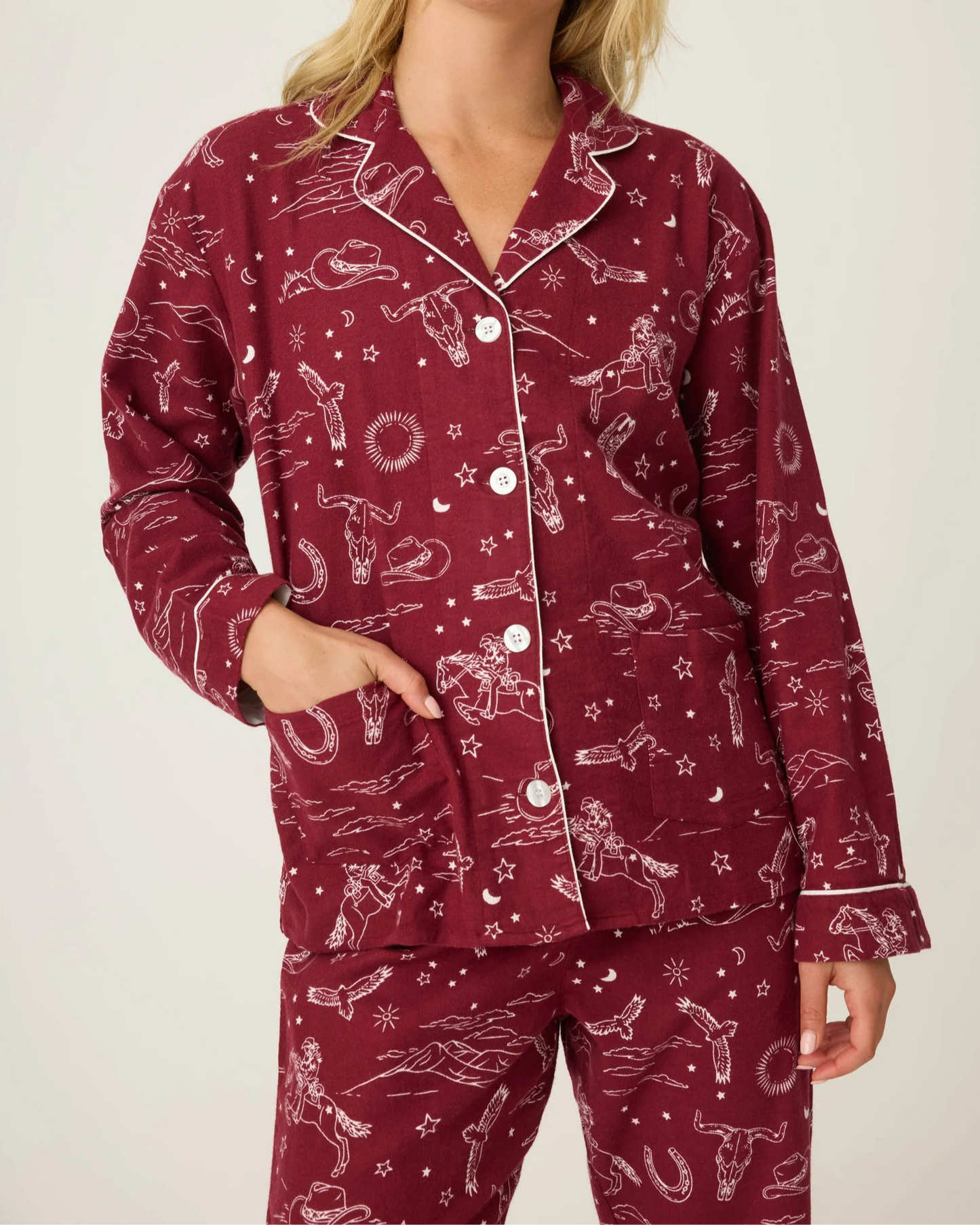PJ Salvage Hold Your Horses Western Print 3-Piece Flannel PJ Set