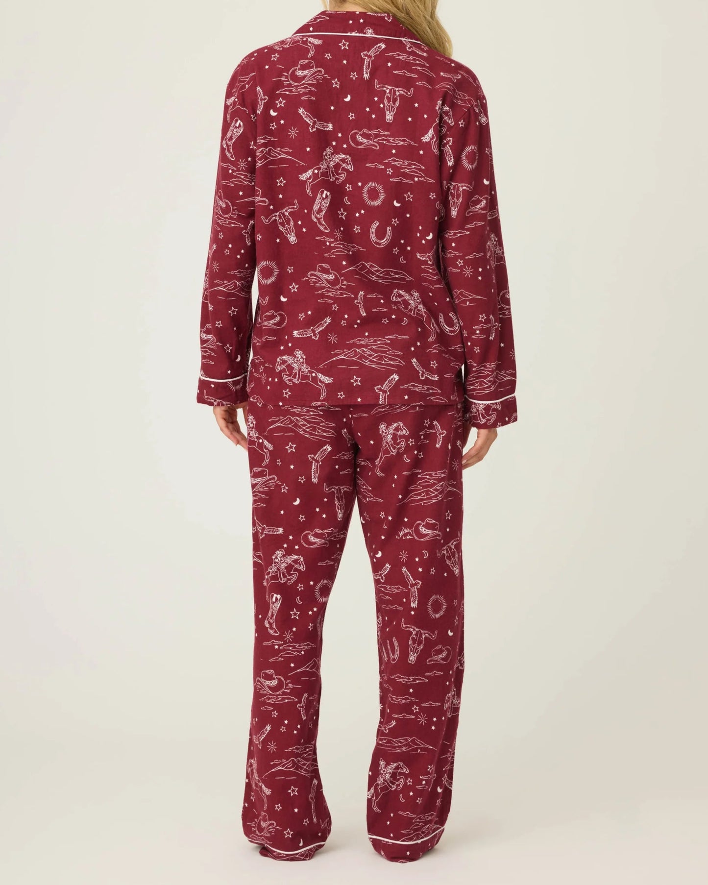 PJ Salvage Hold Your Horses Western Print 3-Piece Flannel PJ Set