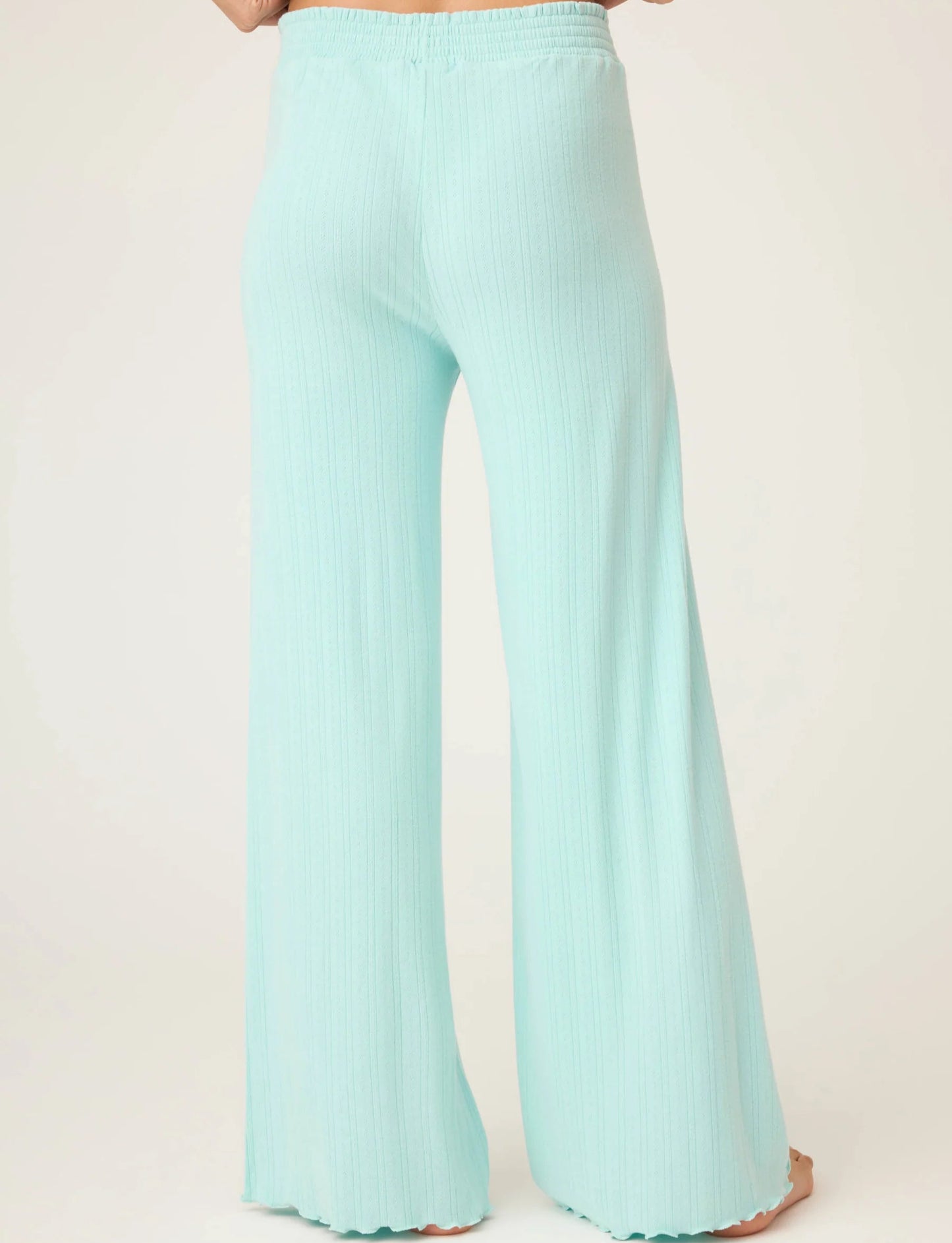 PJ Salvage Pointelle Essentials Solid Mint Open Leg Pant