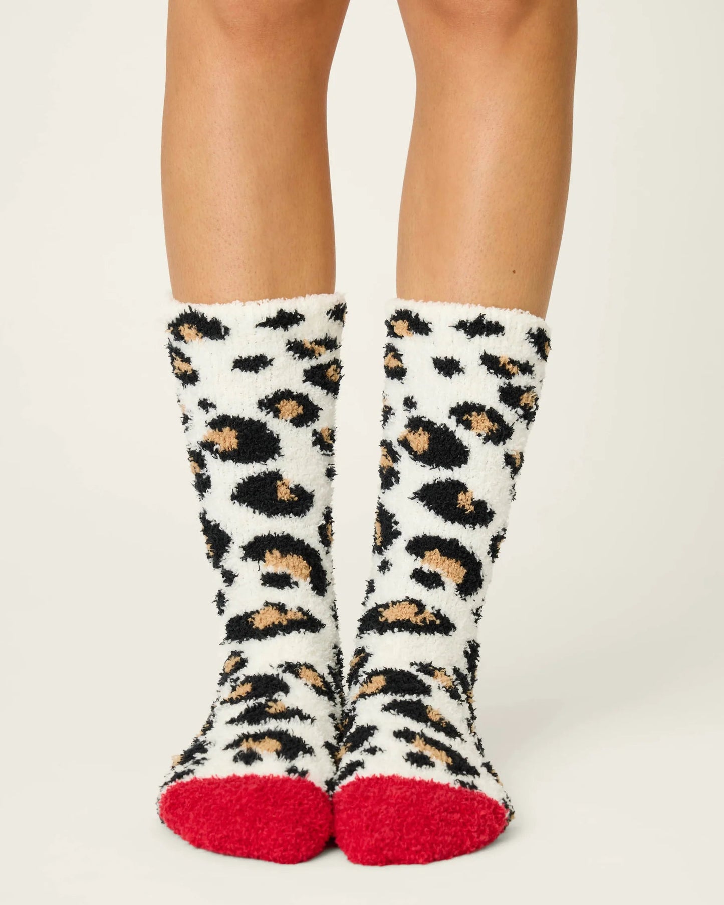 PJ Salvage Holiday Dreams Leopard Print Crew Socks