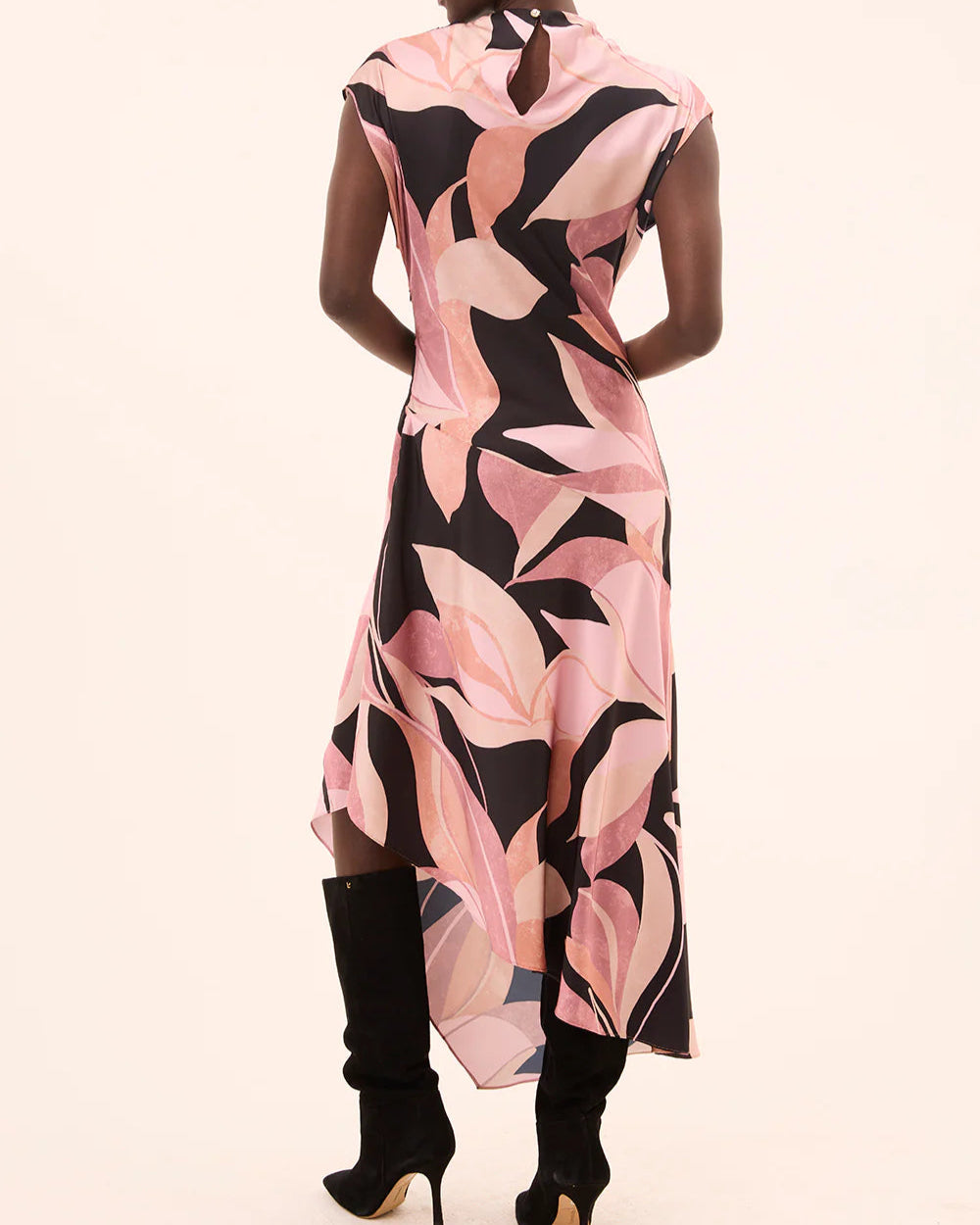 Misa Sally Dress | Moody Abstract Flora Satin