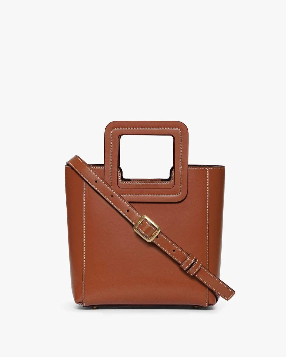 Staud Mini Shirley Leather Bag Tan