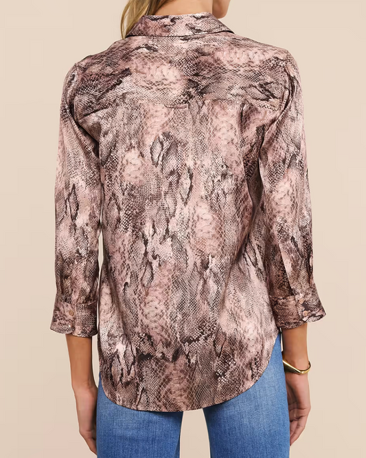 L'Agence Dani Silk Blouse | Mauve Multi Western Snake Print